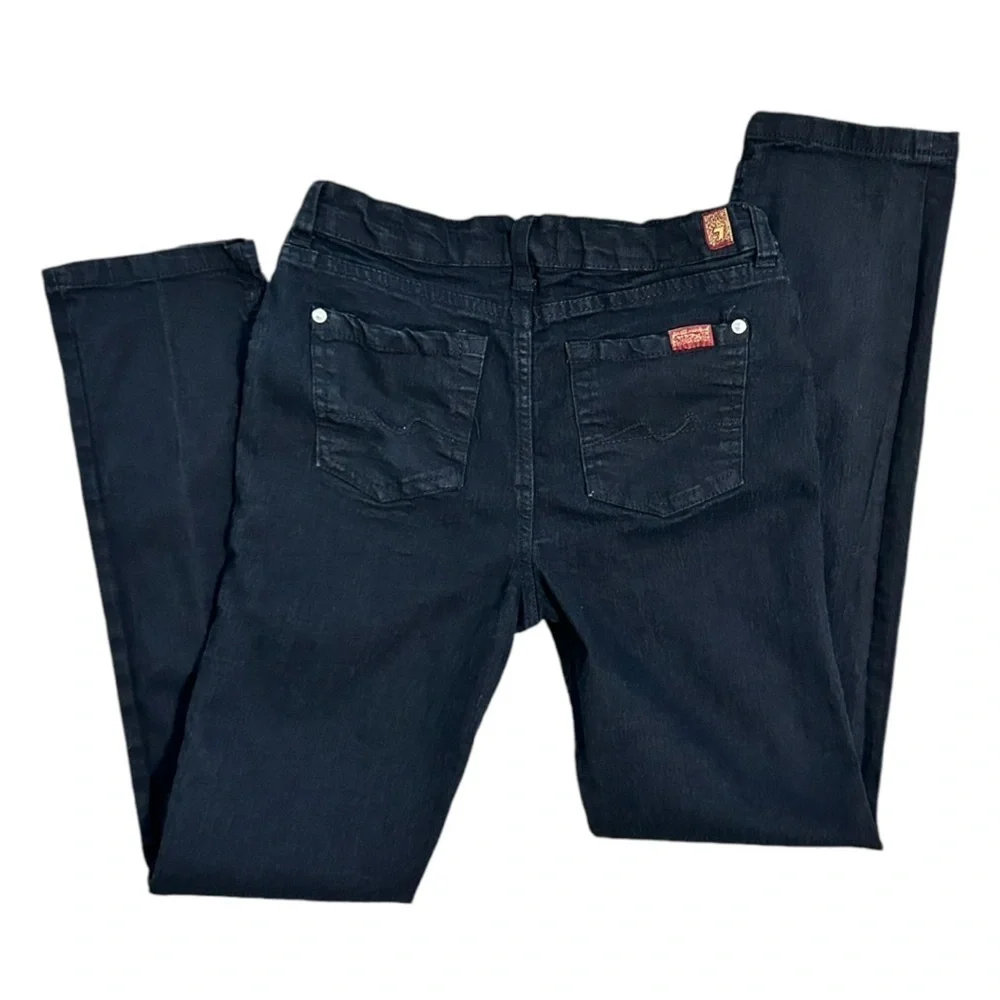 7 For All Man Kind Girls Jeans‎ Size 14 Slimmy Black Denim Adjustable Waist